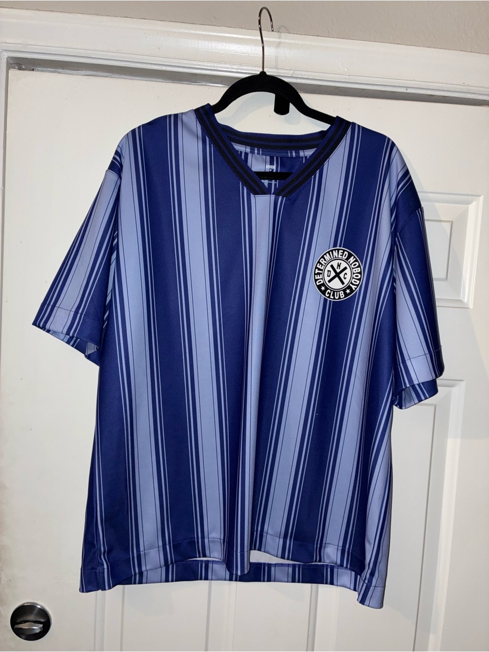 Men's Blue Stripe V-Neck Jersey